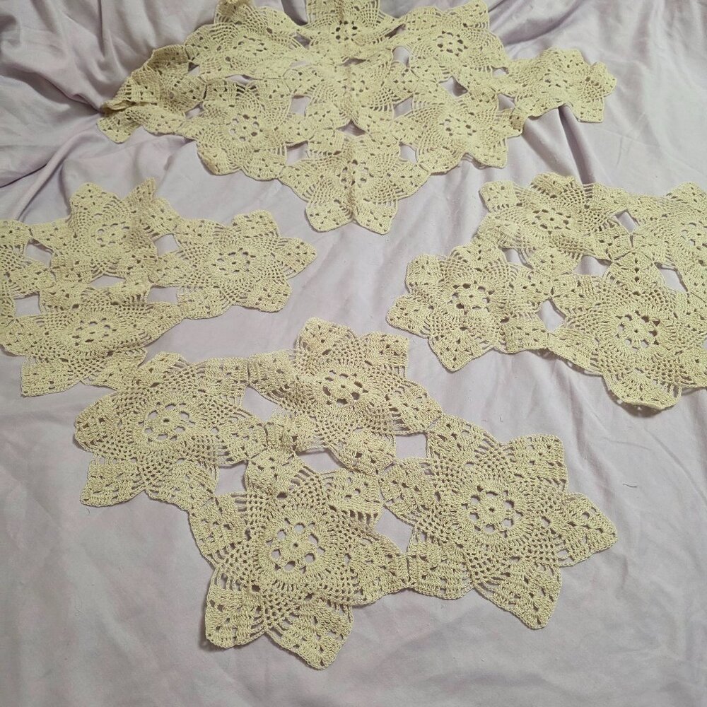 Hand crocheted 4 piece for coffee table tops